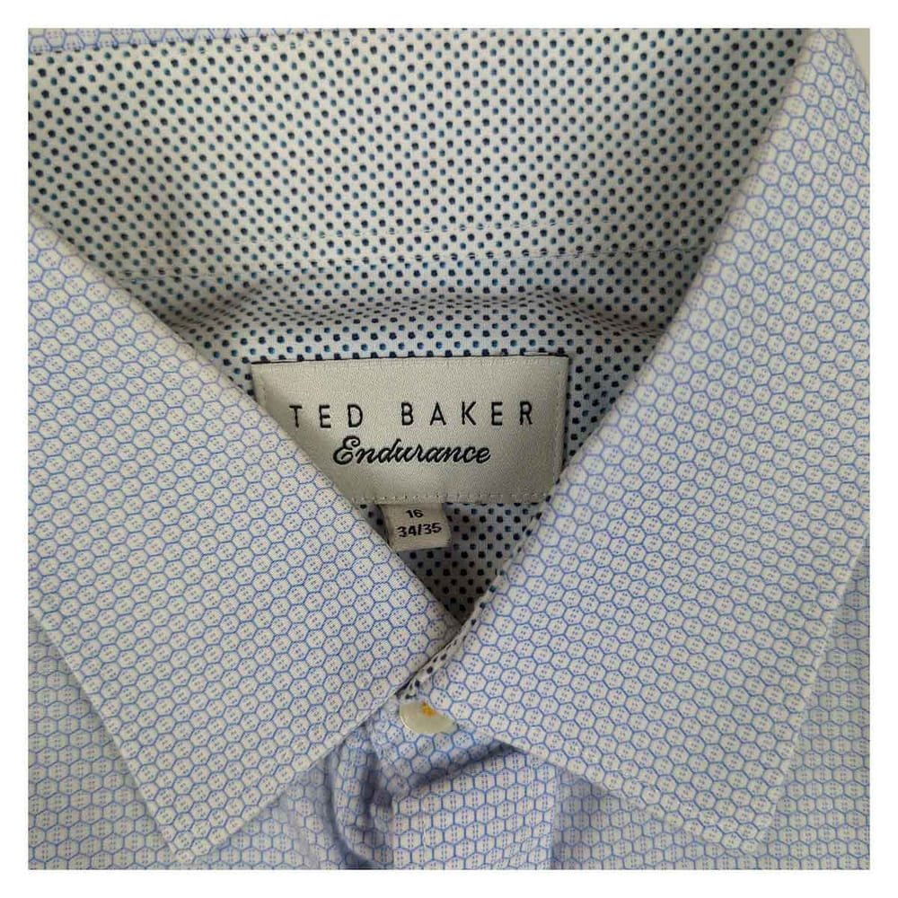 Ted Baker Slim Fit Long Sleeve Shirt Blue | Men's 16 (M/L) – Shirt product photo 6 | RewearableUK