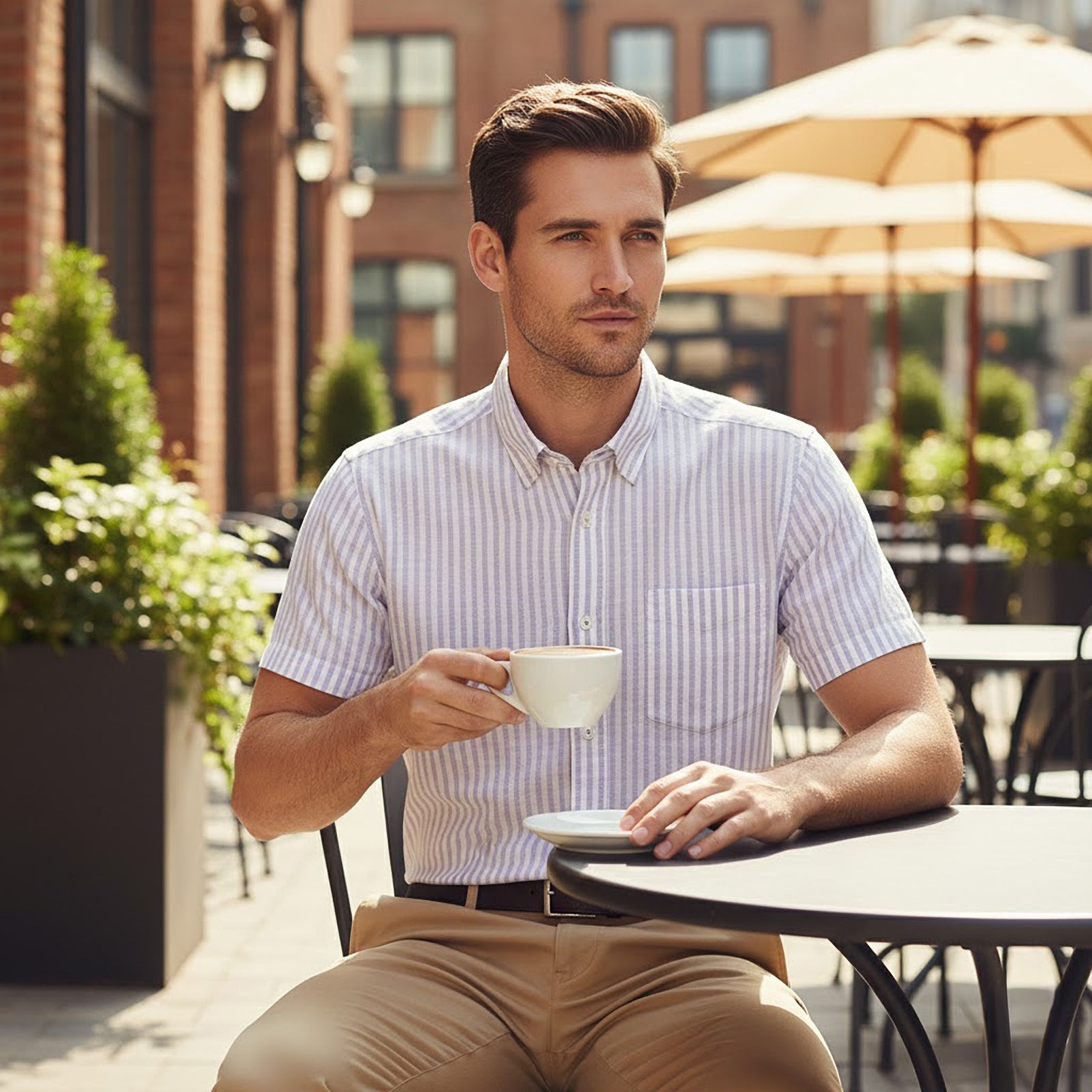 Ted Baker Striped Short Sleeve Shirt White | Men's Large (Size 4) by Ted Baker – shirt | RewearableUK
