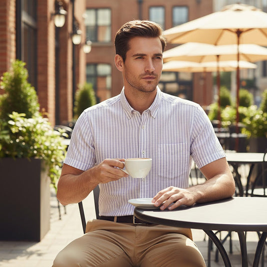 Ted Baker Striped Short Sleeve Shirt White | Men's Large (Size 4) by Ted Baker – shirt | RewearableUK