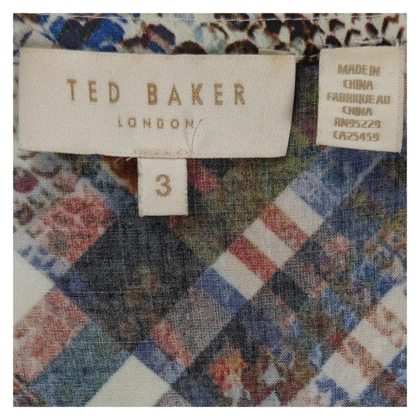 Ted Baker Top Size 3 UK 12 Lyzaa Snake Plaid Check Wrap Front Long Sleeve Blouse by Ted Baker – | RewearableUK