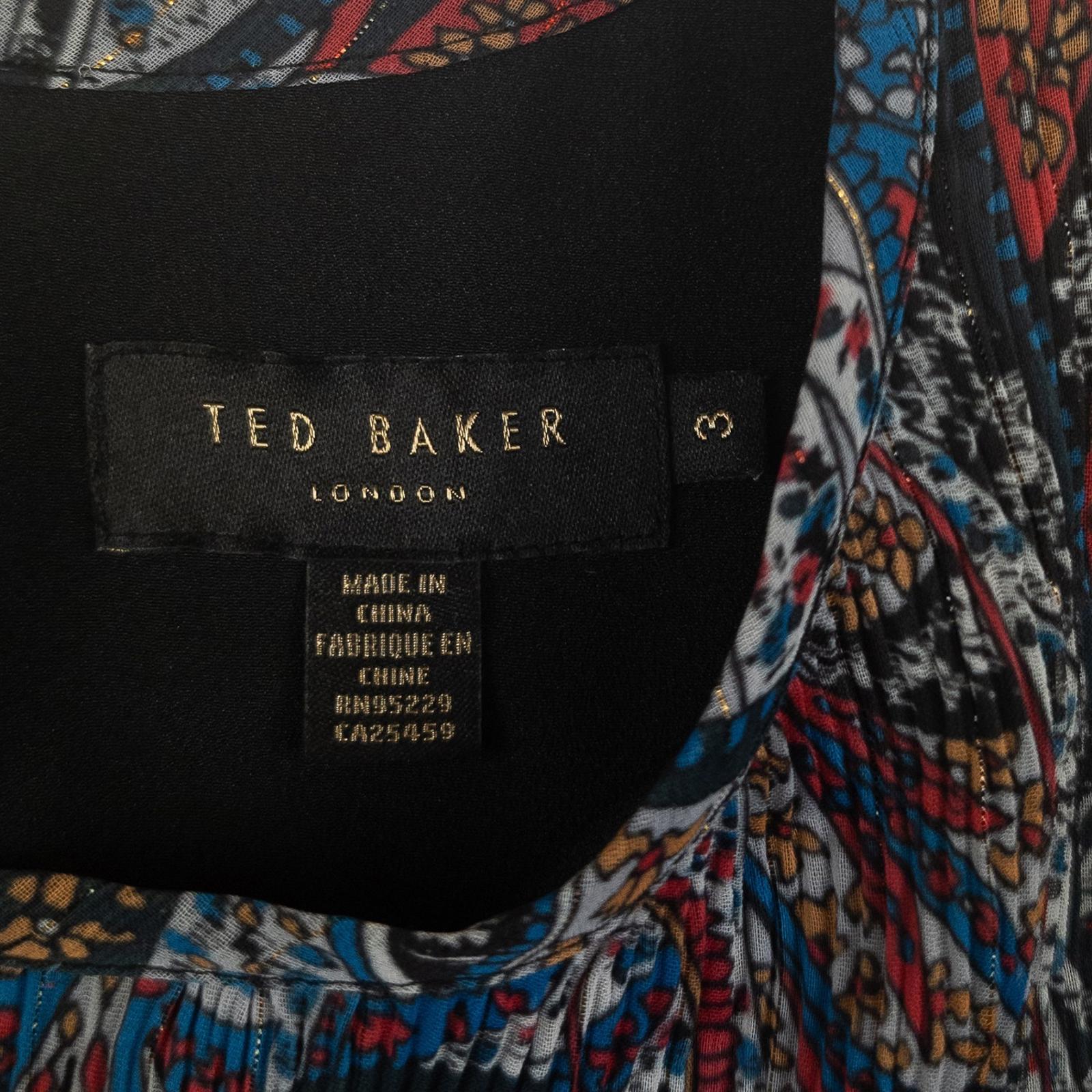 Ted Baker Top UK 12 (Size 3) Paisley Print Bell Sleeve Blouse Metallic Thread by Ted Baker – | RewearableUK