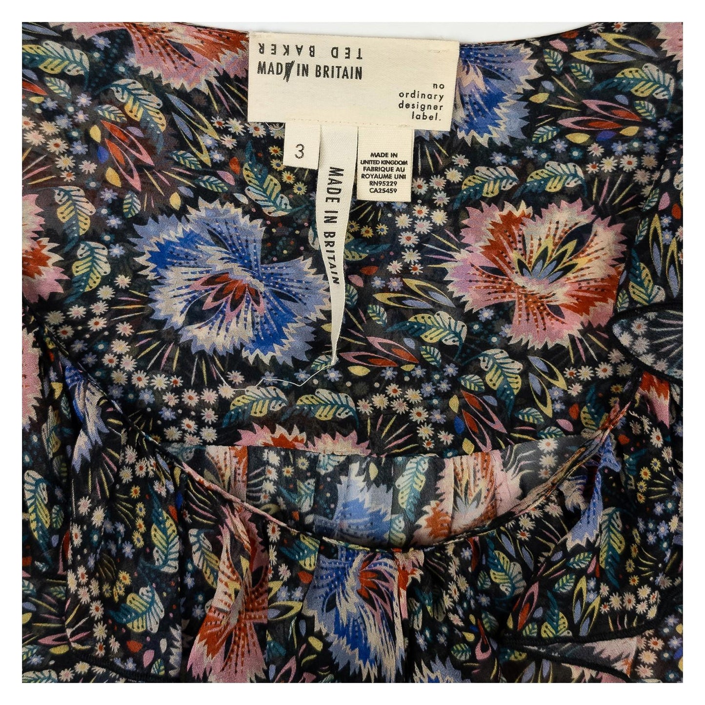Ted Baker Woman Floral Blouse Size 3 UK 12 Tifnie Sheer Ruffle Made Britain by Ted Baker – | RewearableUK
