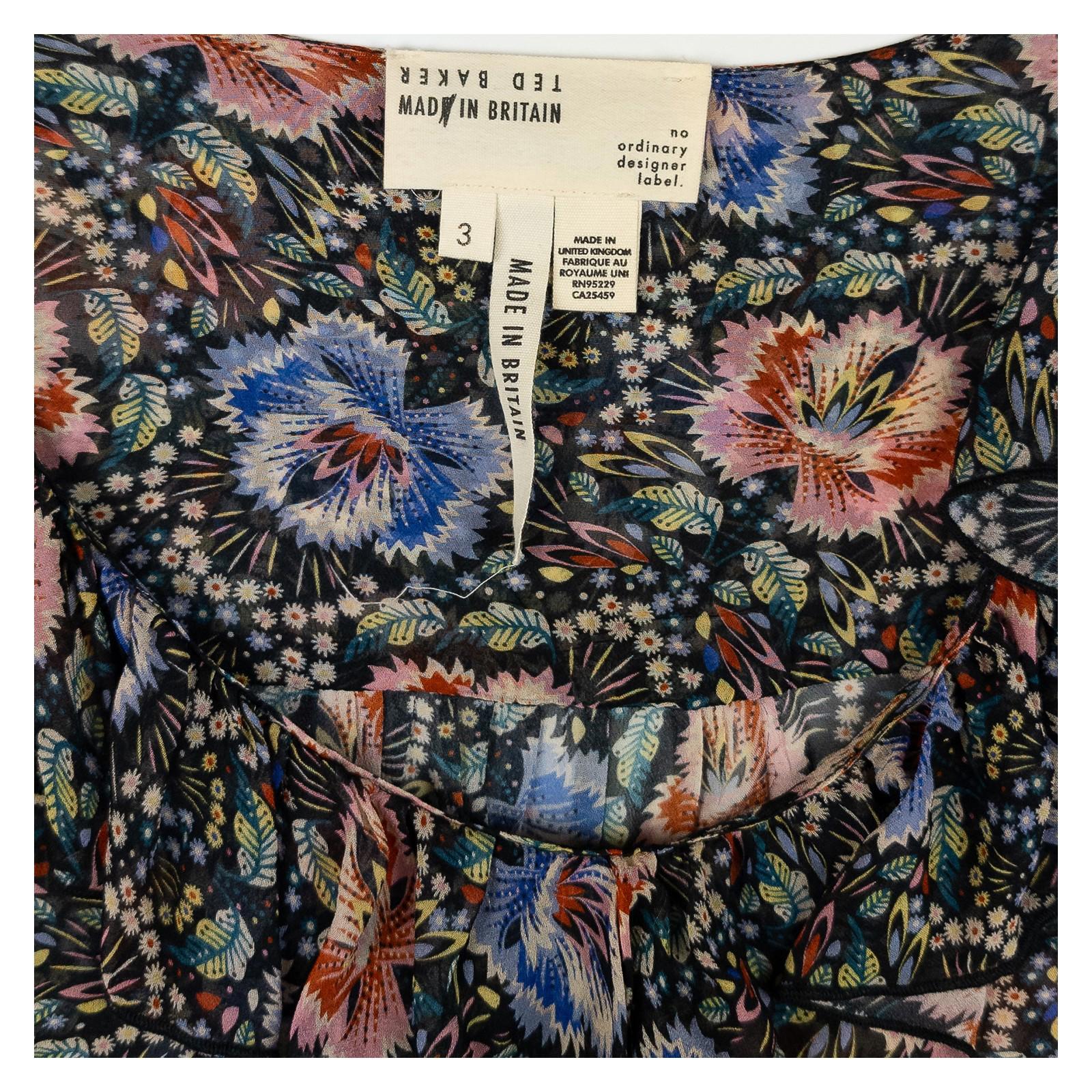 Ted Baker Woman Floral Blouse Size 3 UK 12 Tifnie Sheer Ruffle Made Britain by Ted Baker – | RewearableUK