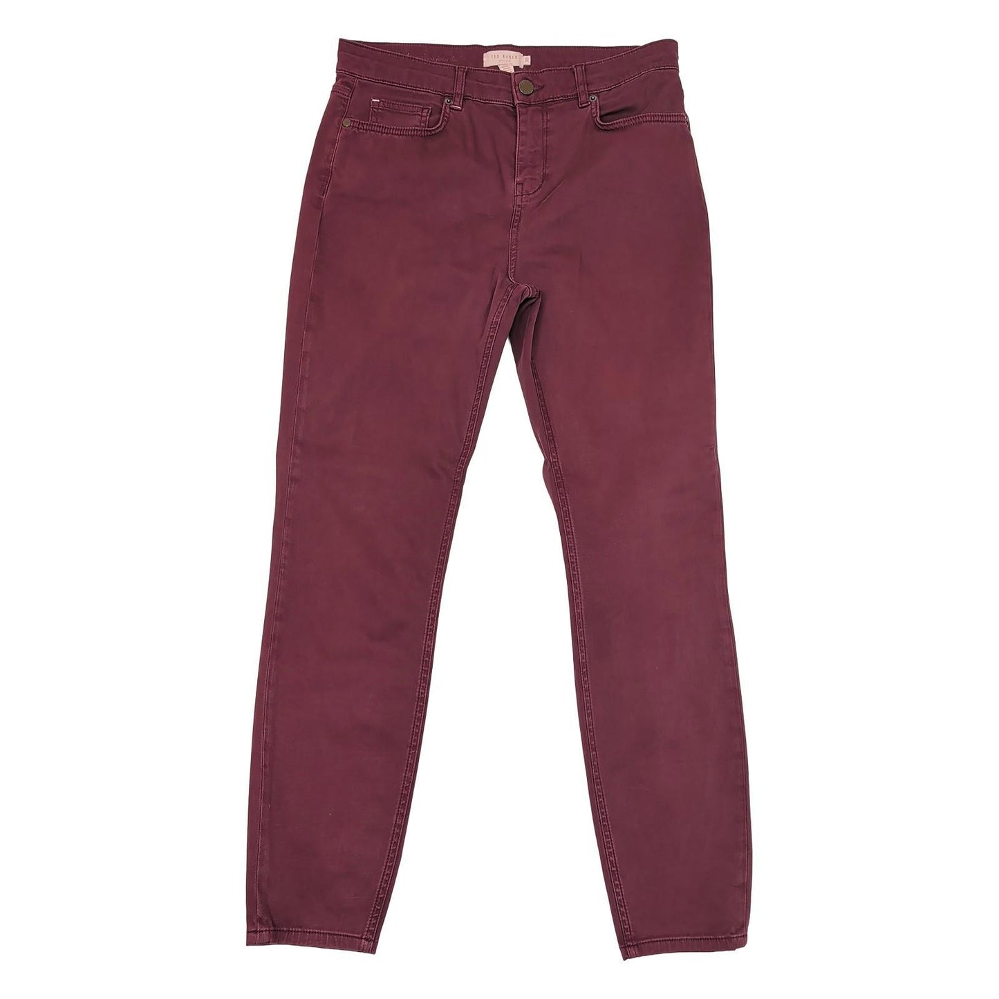 Ted Baker Women Size 30 Burgundy Skinny Stretch Cotton Trousers Jeans Pants by Ted Baker – | RewearableUK
