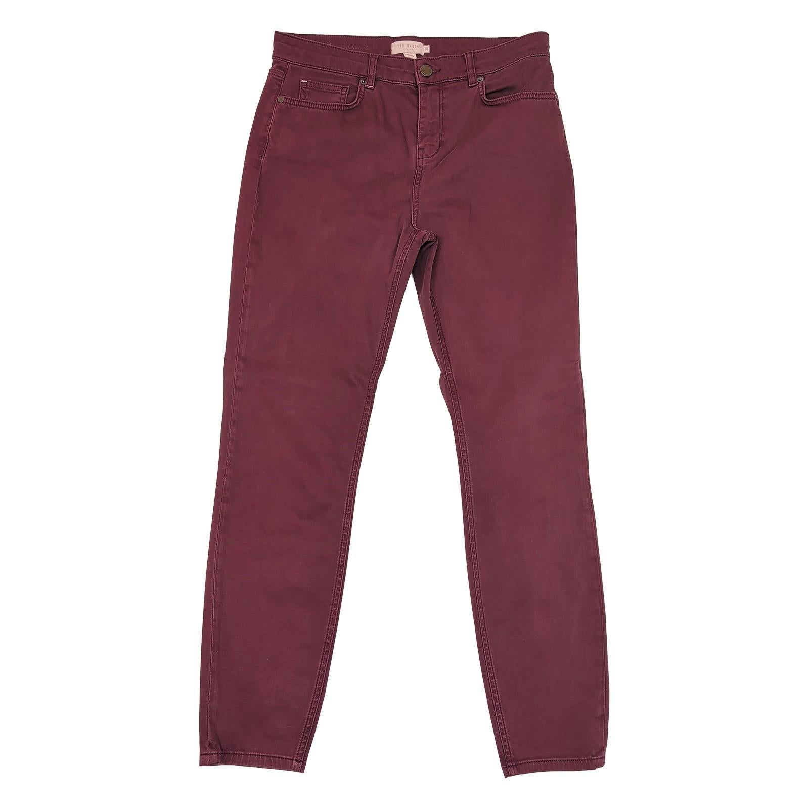 Ted Baker Women Size 30 Burgundy Skinny Stretch Cotton Trousers Jeans Pants by Ted Baker – | RewearableUK