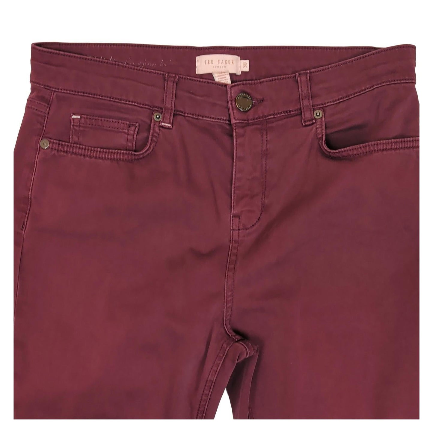 Ted Baker Women Size 30 Burgundy Skinny Stretch Cotton Trousers Jeans Pants by Ted Baker – | RewearableUK