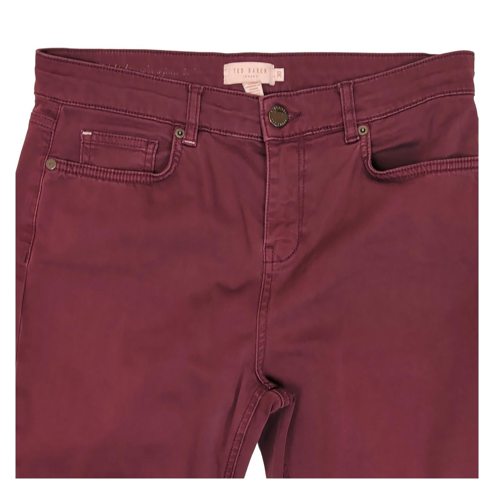 Ted Baker Women Size 30 Burgundy Skinny Stretch Cotton Trousers Jeans Pants by Ted Baker – | RewearableUK