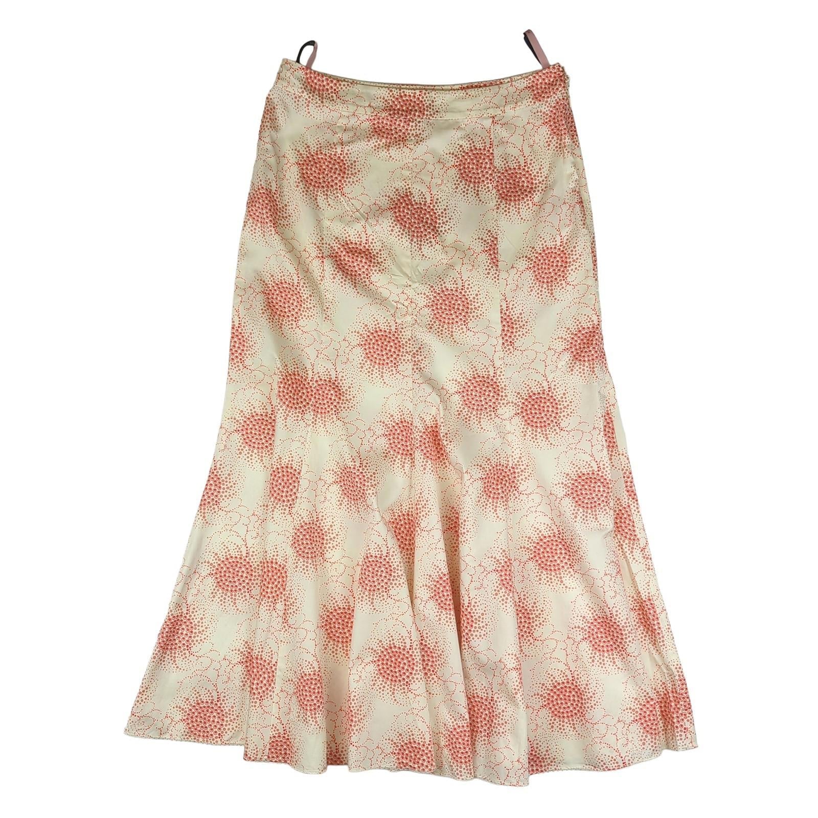 Ted Baker Ted Baker Womens Flare Skirt UK 10 Pink Geometric Pattern Long Cotton Used DRESSING RewearableUK