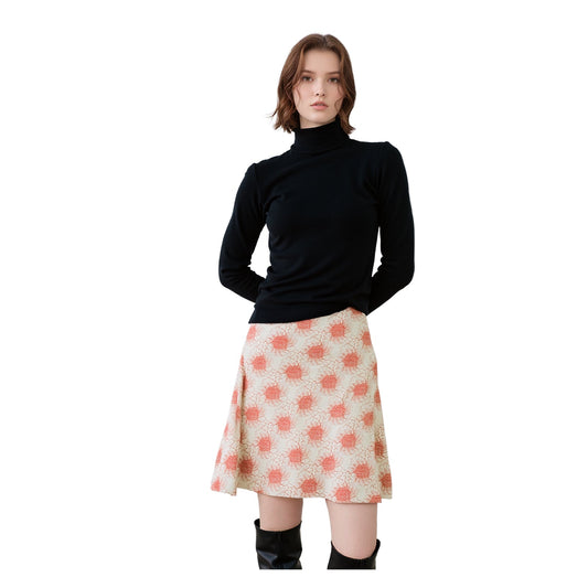 Ted Baker Ted Baker Womens Flare Skirt UK 10 Pink Geometric Pattern Long Cotton Used DRESSING RewearableUK