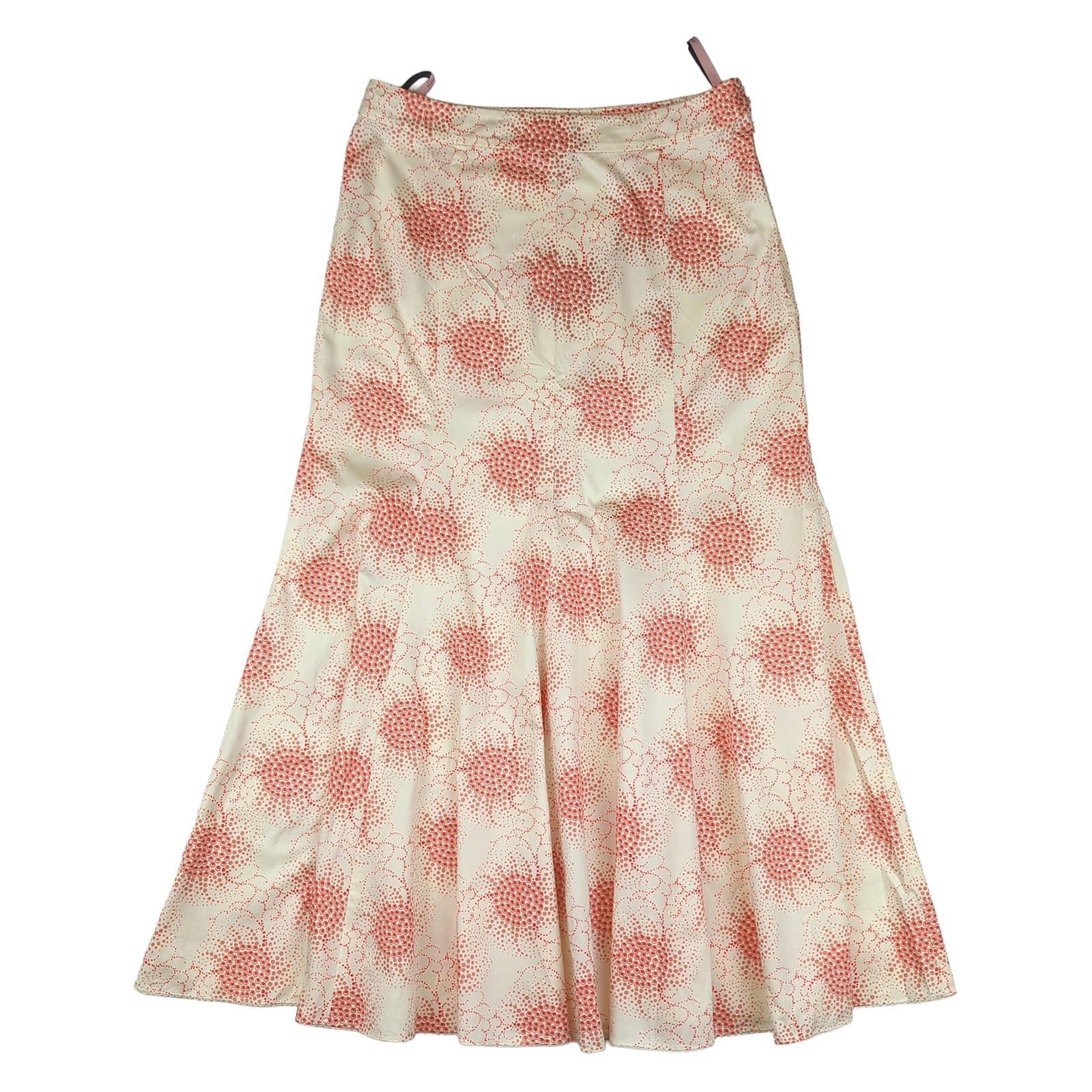 Ted Baker Ted Baker Womens Flare Skirt UK 10 Pink Geometric Pattern Long Cotton Used DRESSING RewearableUK