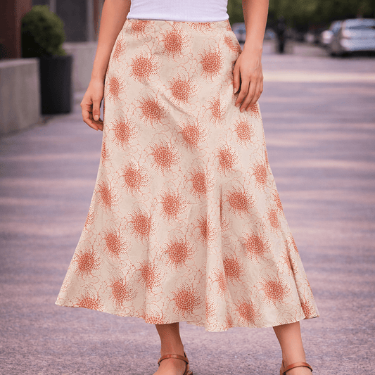 Ted Baker Womens Flare Skirt UK 10 Pink Geometric Pattern Long Cotton Used by Ted Baker – DRESSING | RewearableUK