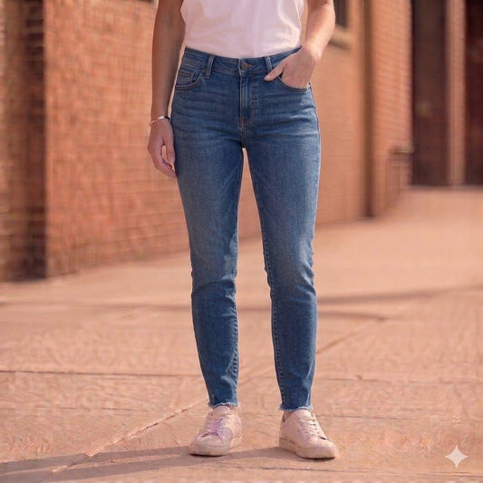 ted baker womens medium blue stretch denim raw hem skinny jeans size 30 by Ted Baker – JEANS | RewearableUK