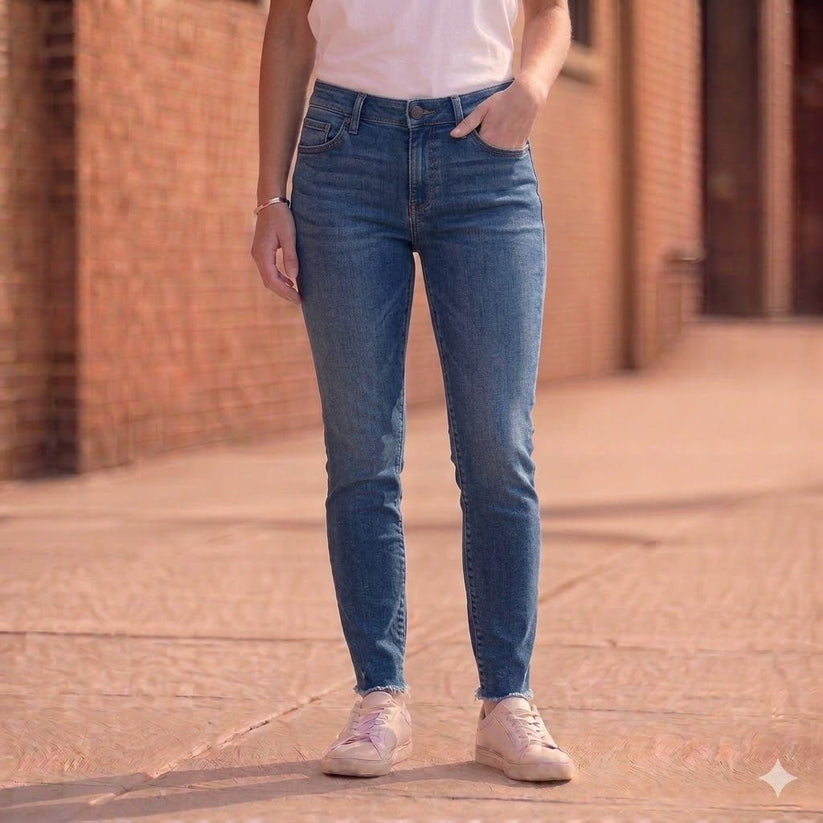 ted baker womens medium blue stretch denim raw hem skinny jeans size 30 by Ted Baker – JEANS | RewearableUK