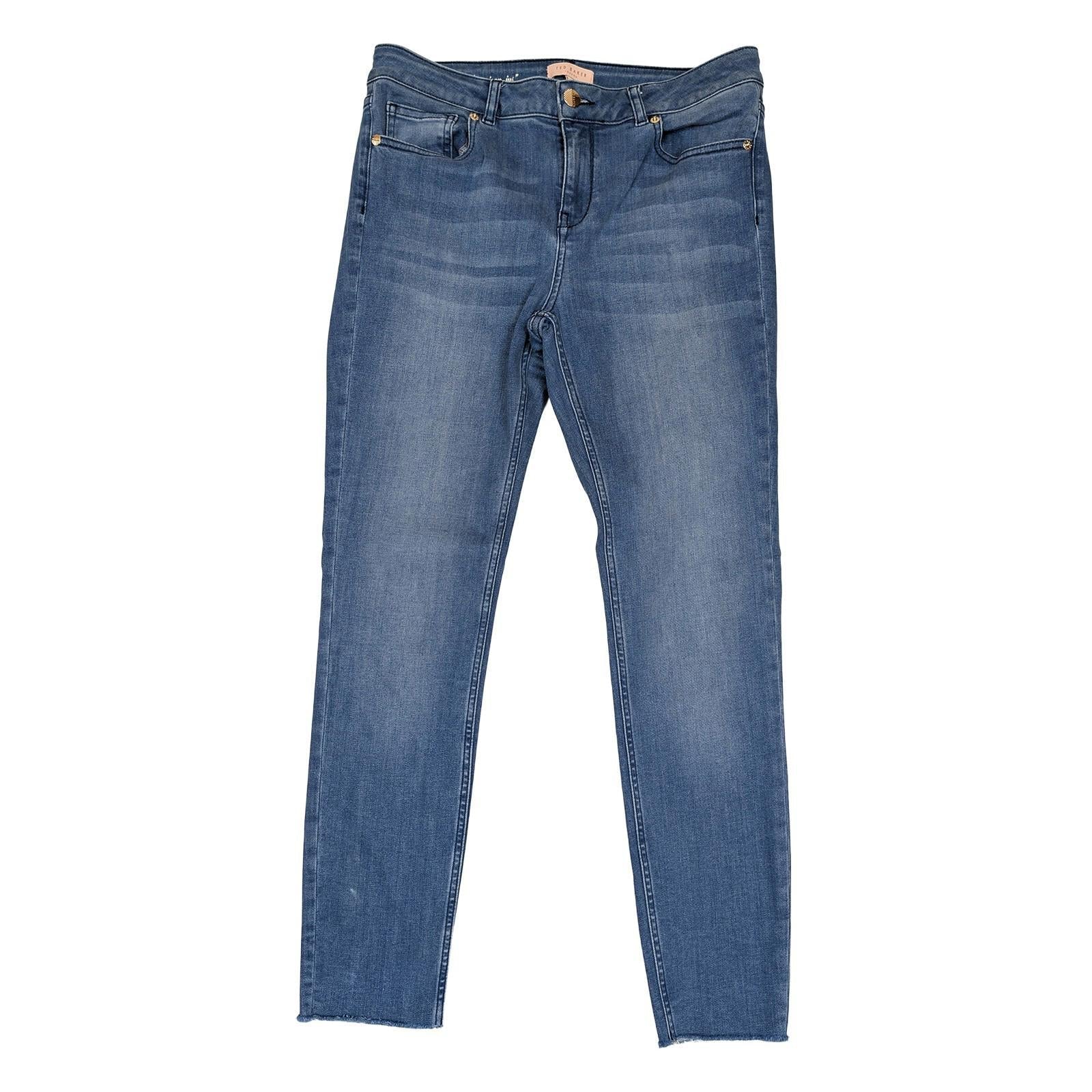 ted baker womens medium blue stretch denim skinny jeans raw hem size 30 by Ted Baker – | RewearableUK