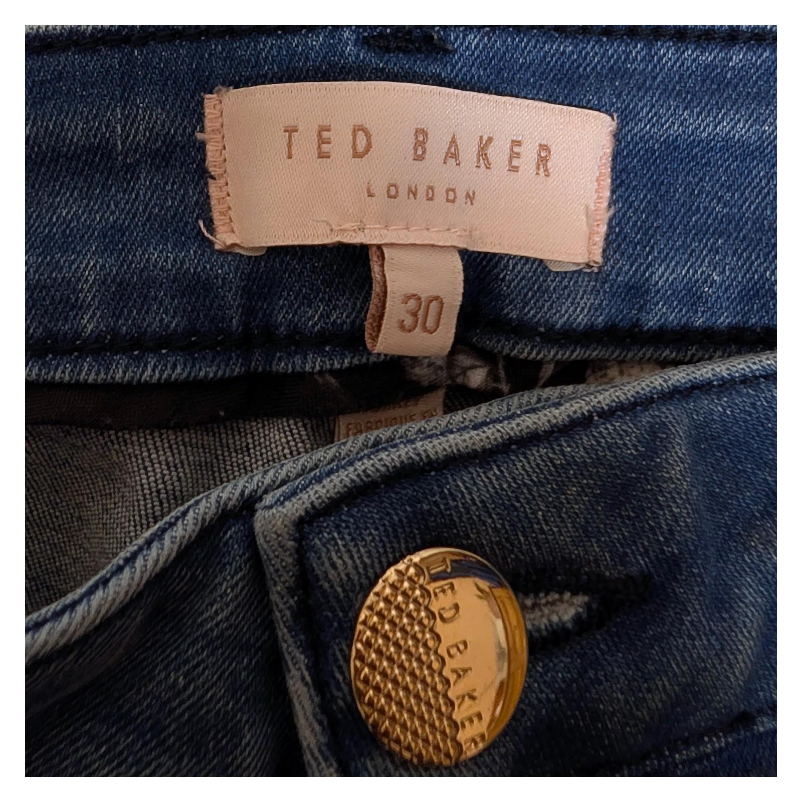 ted baker womens medium blue stretch denim skinny jeans raw hem size 30 by Ted Baker – | RewearableUK