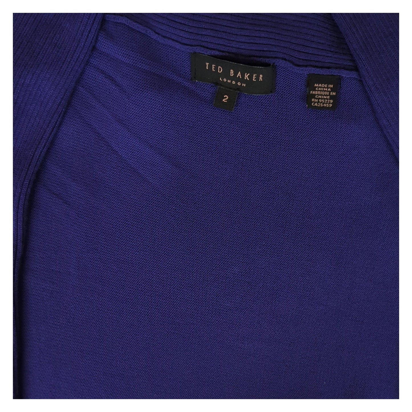 ted baker womens rich purple viscose waterfall draped knit cardigan top s by Ted Baker – blouse | RewearableUK