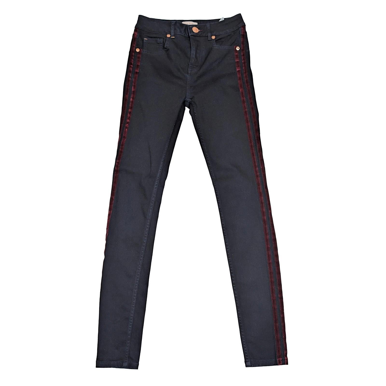 Ted Baker Women's Skinny Jeans W25 Dark Blue Velvet Side Stripe Rose Gold Stretc by Ted Baker – | RewearableUK