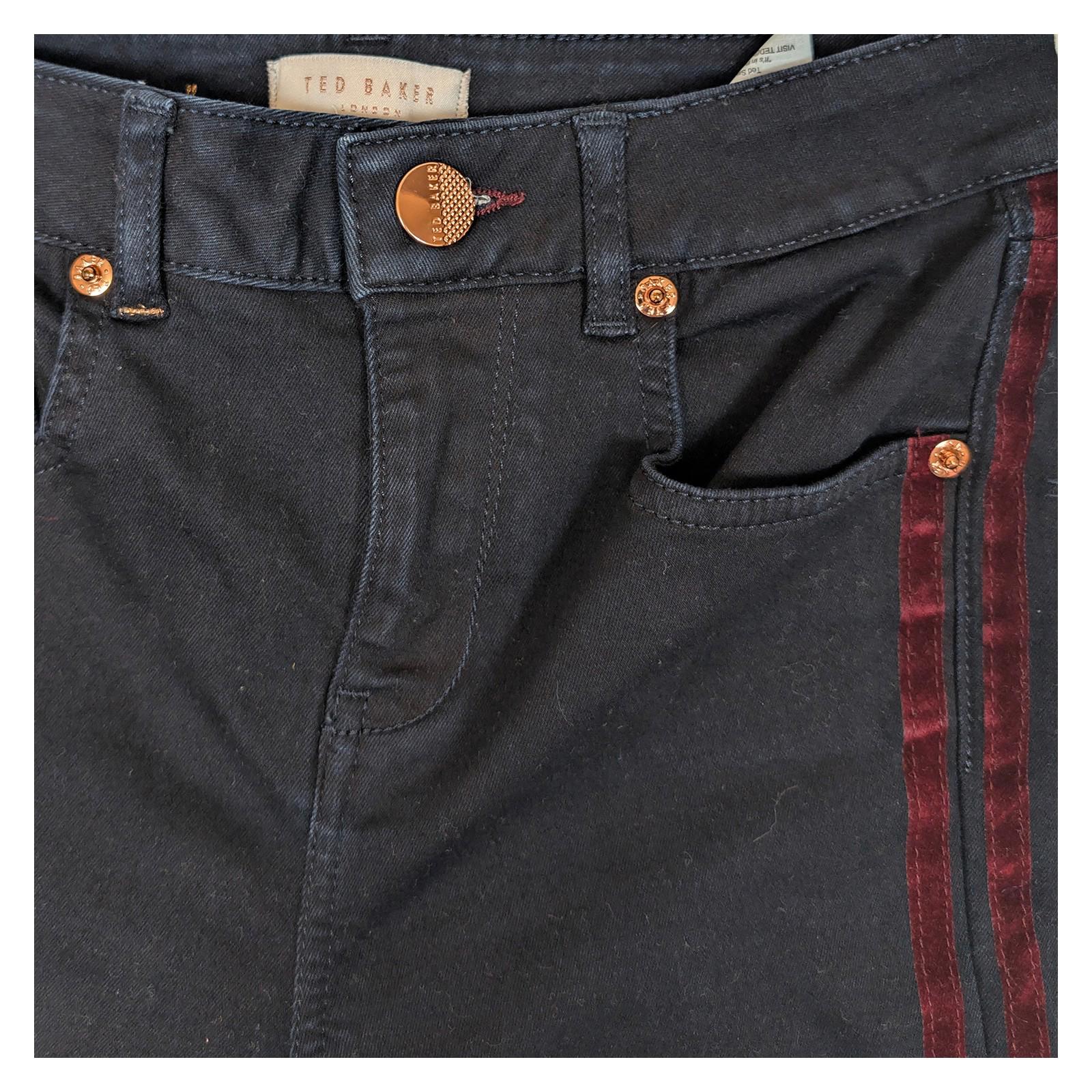 Ted Baker Women's Skinny Jeans W25 Dark Blue Velvet Side Stripe Rose Gold Stretc by Ted Baker – | RewearableUK