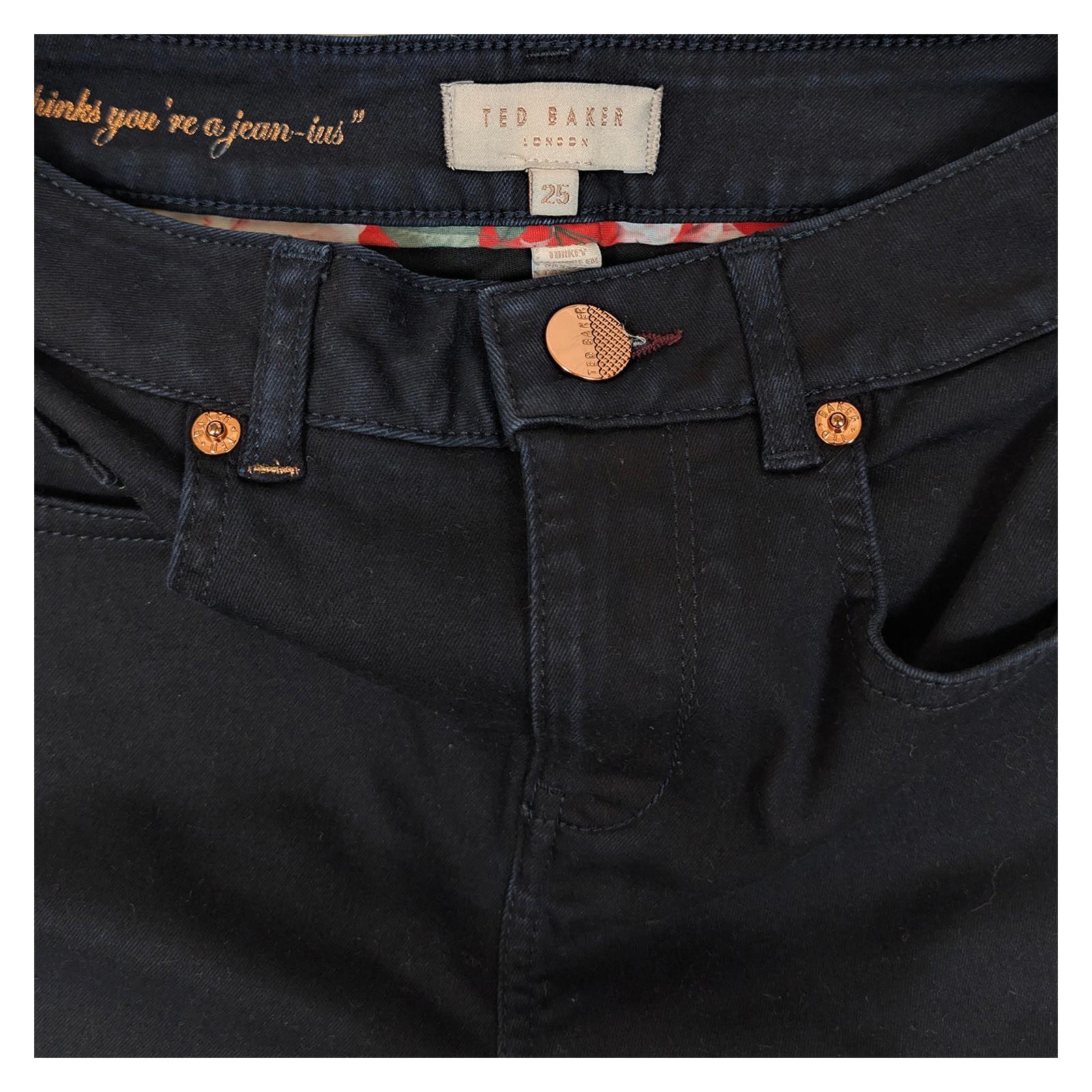 Ted Baker Women's Skinny Jeans W25 Dark Blue Velvet Side Stripe Rose Gold Stretc by Ted Baker – | RewearableUK