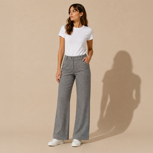 Ted Baker Women’s Wide Leg Trousers UK 8 Grey Wool Blend Smart Pants – trousers product photo 1 | RewearableUK