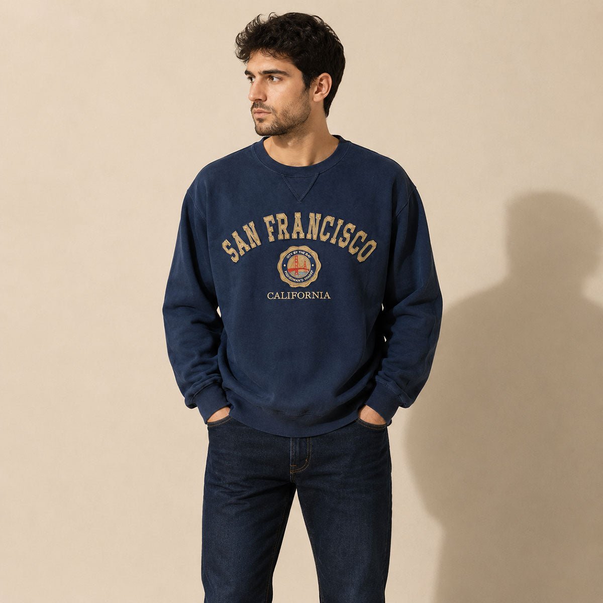 TEEMAX San Francisco Embroidered Sweatshirt XXL Navy – Sweater & Hoodie product photo 1 | RewearableUK