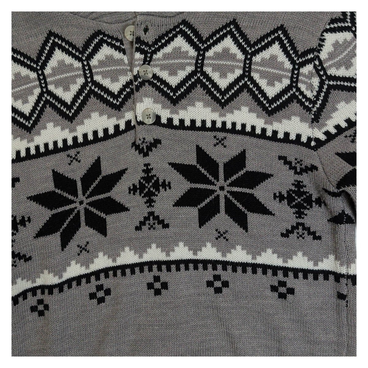 The Christmas Shop Christmas Jumper XS Grey Fair Isle Shawl Collar – Christmas Jumper product photo 2 | RewearableUK