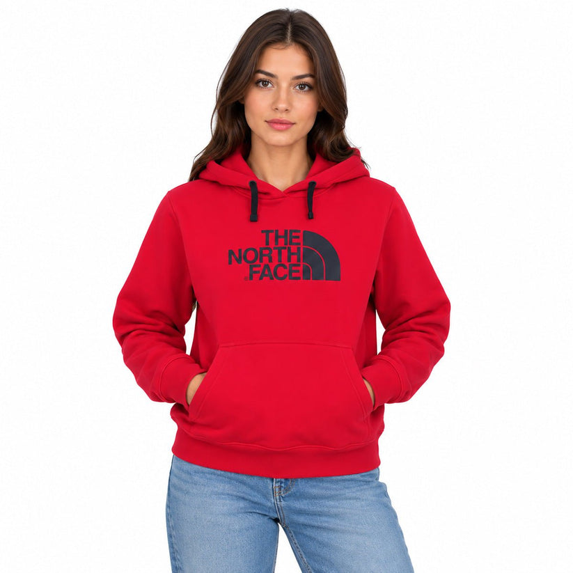 The North Face Women's Red Hoodie Size M Medium Pullover Logo Sweatshirt – Hoodie product photo 1 | RewearableUK