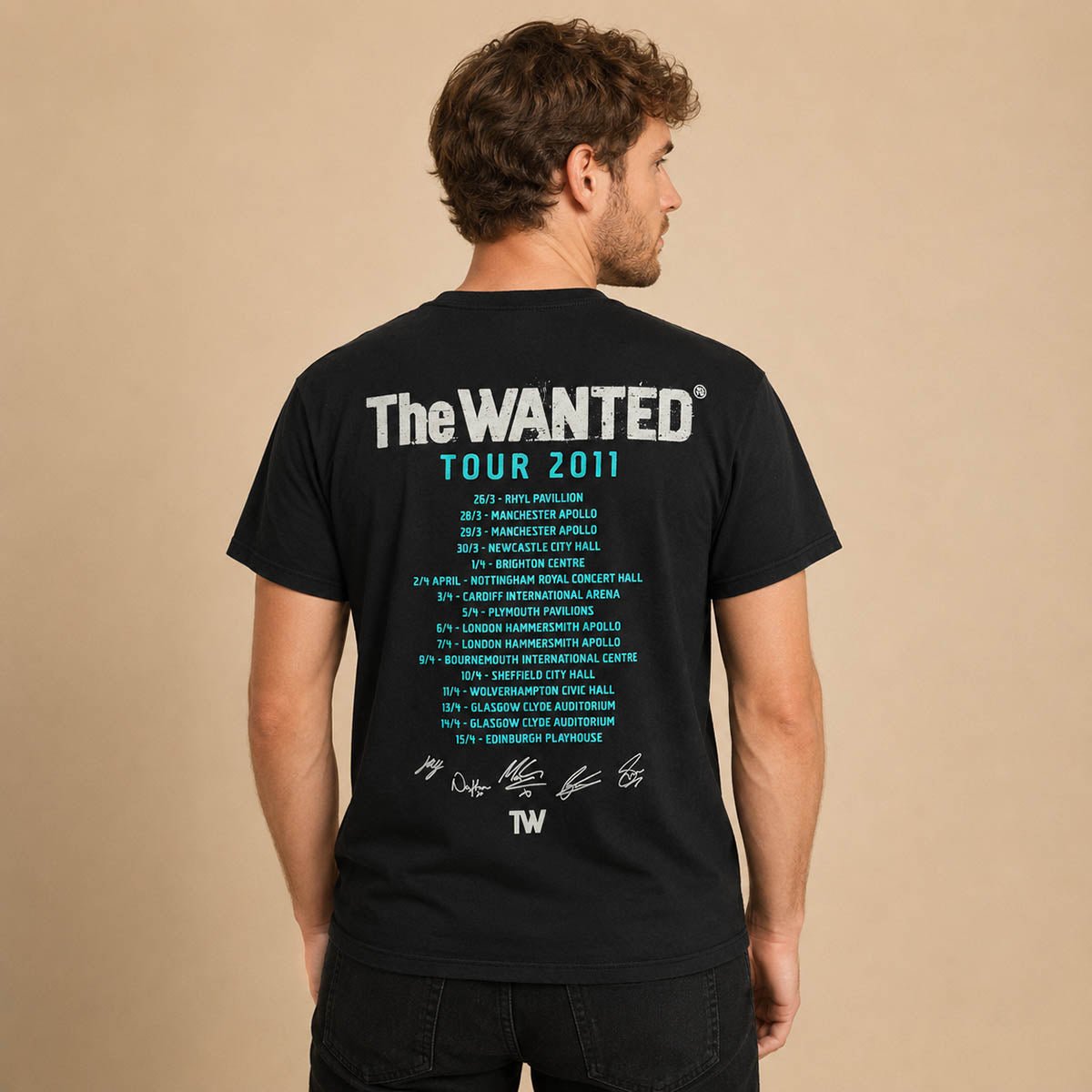 The Wanted 2011 Tour T-Shirt M Black Fruit of the Loom Double-Sided – Music T-Shirt product photo 2 | RewearableUK
