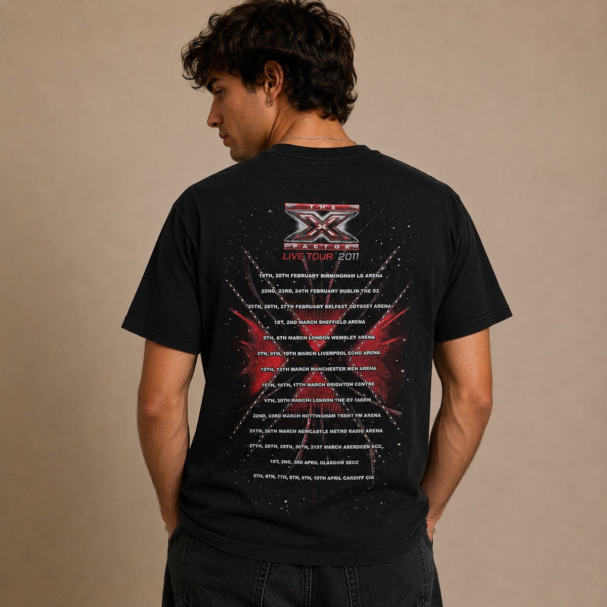 The X Factor Live Tour 2011 Black Double-Sided Graphic T-Shirt – Music T-Shirt product photo 2 | RewearableUK