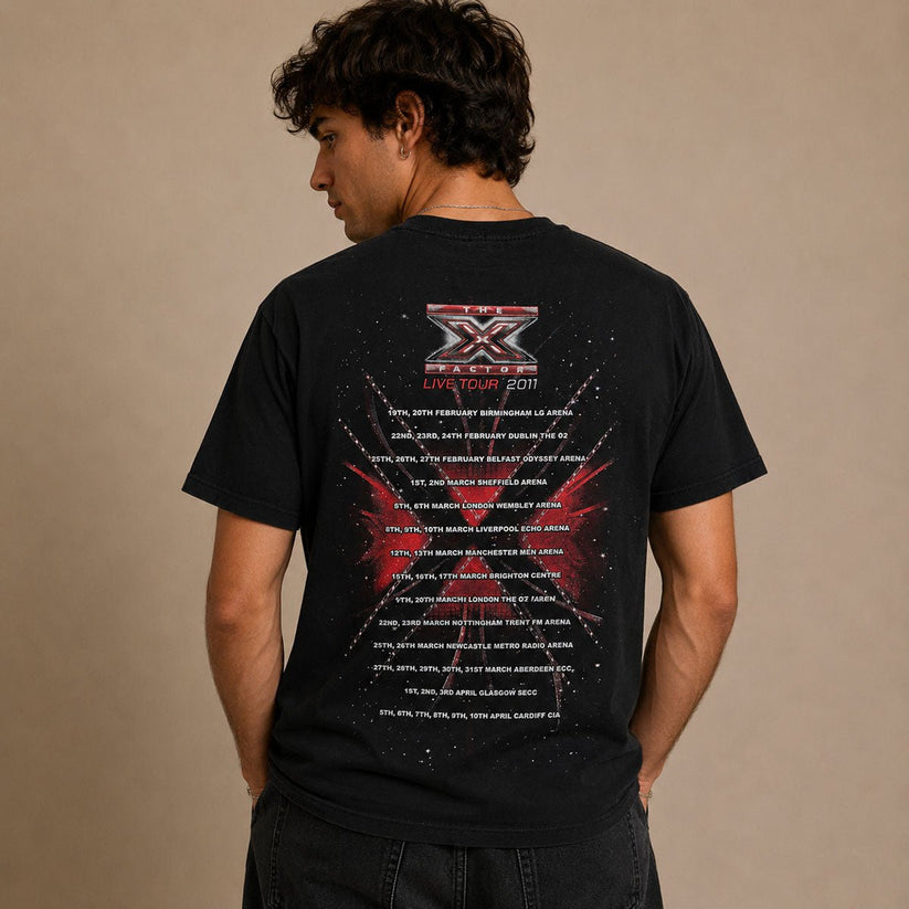 The X Factor Live Tour 2011 Black Double-Sided Graphic T-Shirt – Music T-Shirt product photo 2 | RewearableUK