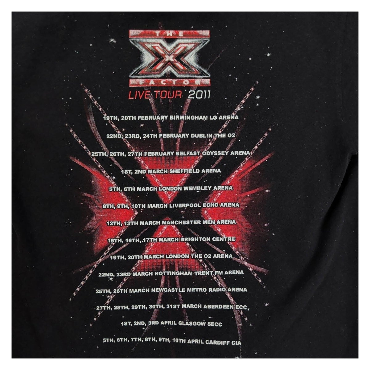 The X Factor Live Tour 2011 Black Double-Sided Graphic T-Shirt – product photo 4 | RewearableUK
