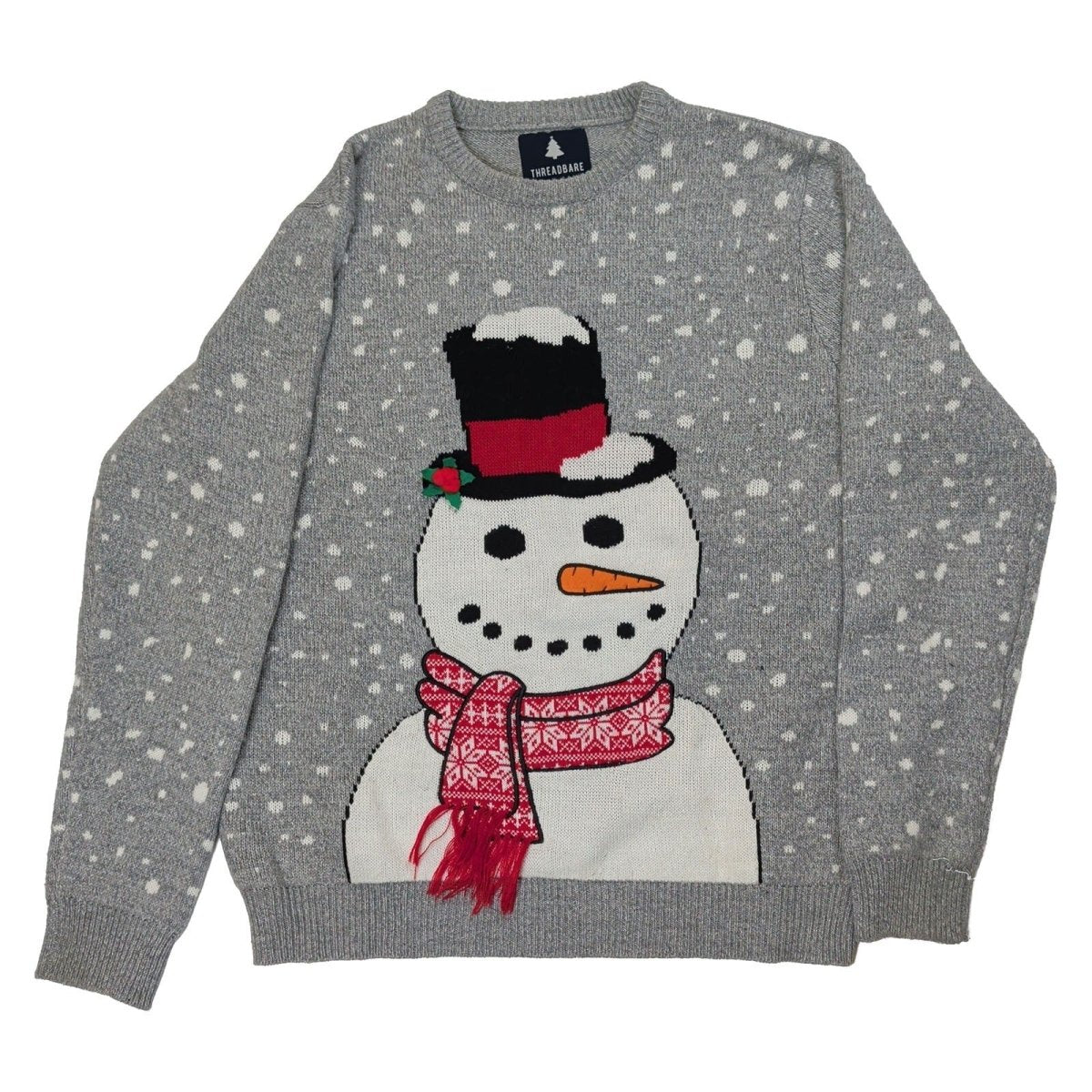 Threadbare Snowman Christmas Jumper XL Grey 3D Scarf Acrylic Blend – product photo 1 | RewearableUK