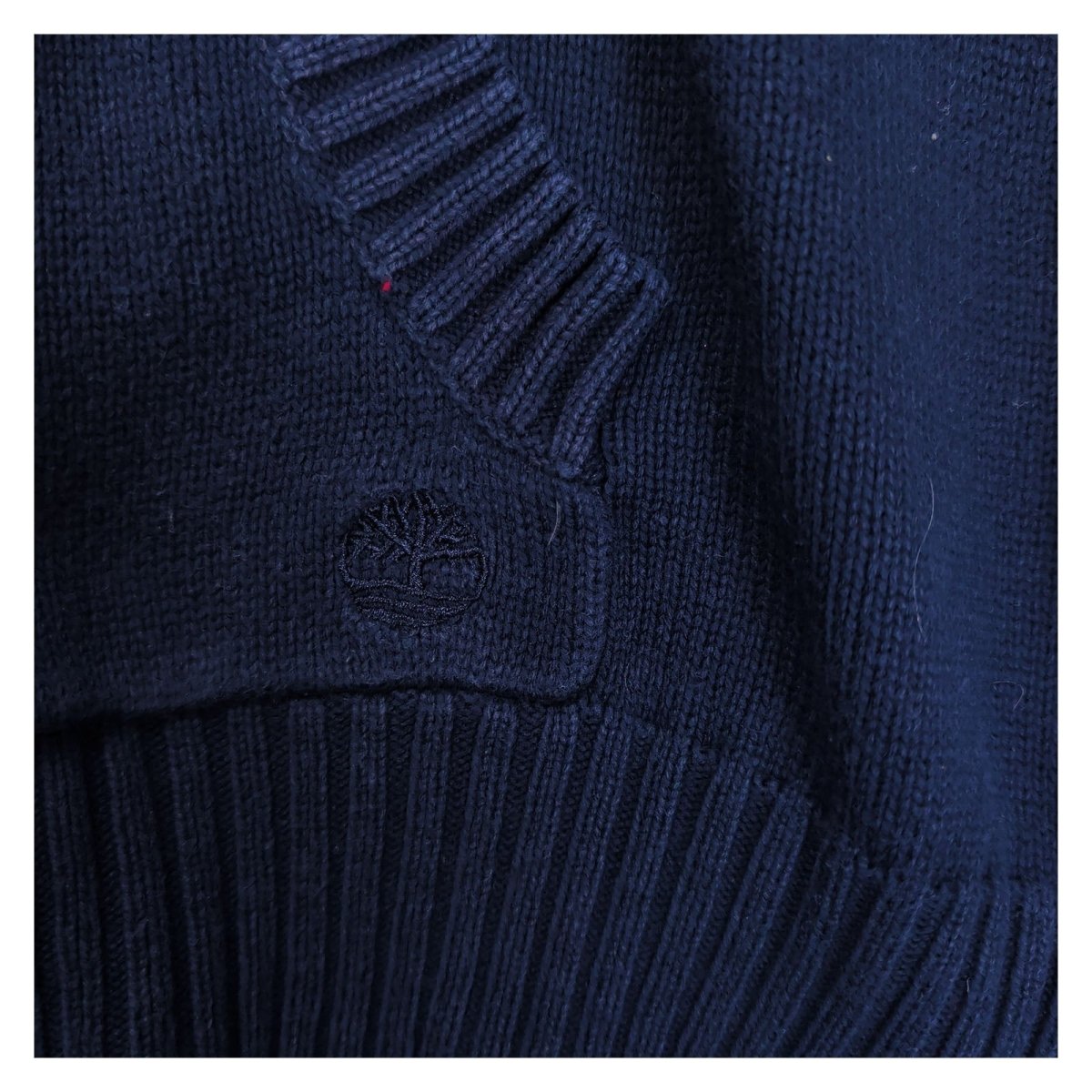Timberland Men's Jumper Regular M Navy Ribbed Collar Cotton – product photo 5 | RewearableUK
