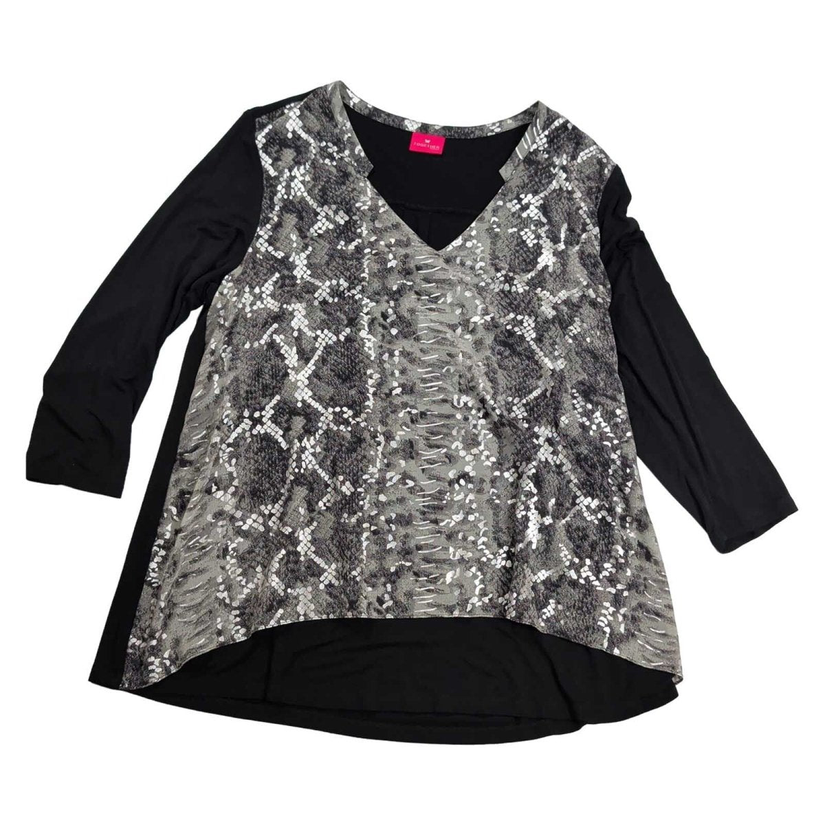 Together Women's Snake Print Tunic Top L Black Grey – Blouse product photo 1 | RewearableUK
