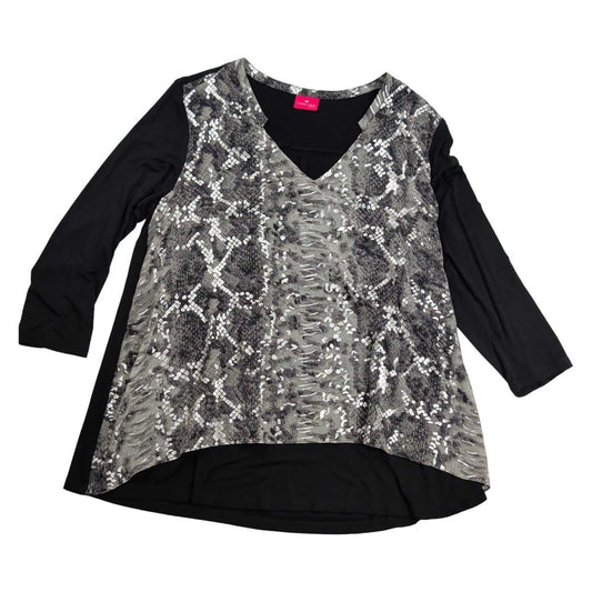 Together Women's Snake Print Tunic Top L Black Grey – Blouse product photo 1 | RewearableUK
