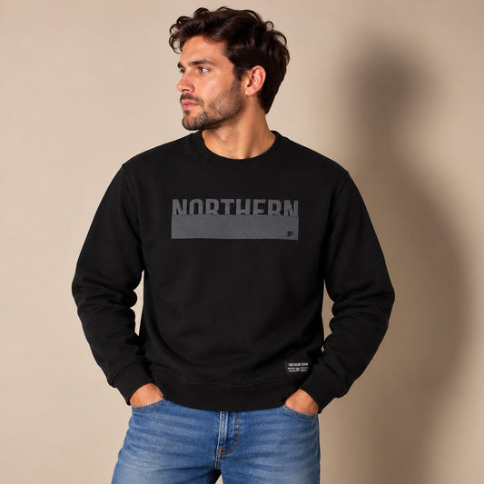 Tom Tailor Denim Men's Northern Graphic Sweatshirt M Black – Sweatshirt product photo 1 | RewearableUK