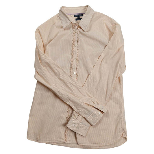 Tommy Hilfiger Beige Striped Ruffle Shirt – UK 12 – product photo 1 | RewearableUK