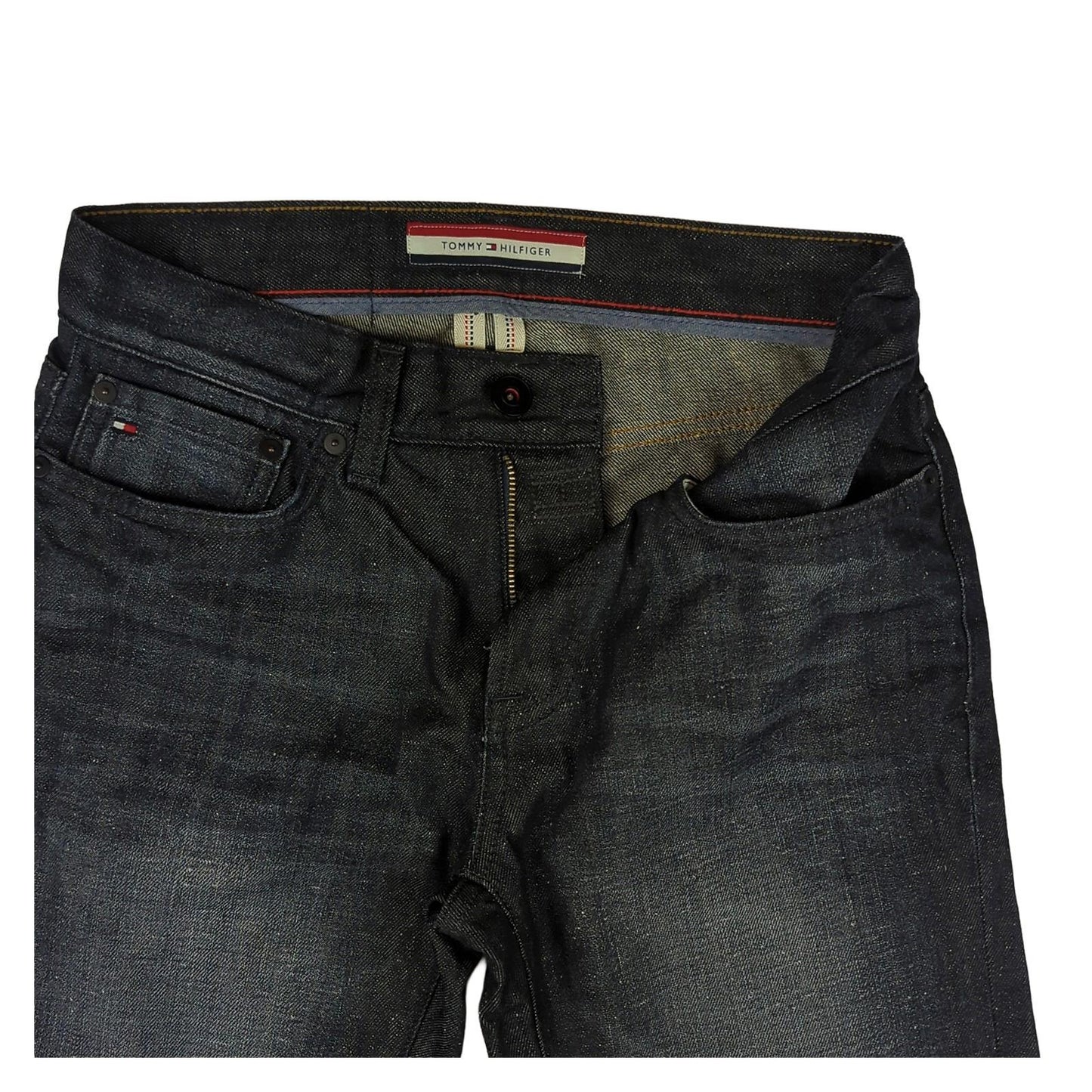 Tommy Hilfiger Tommy Hilfiger Droite Mens Straight Fit Jeans W28 L30 Classic Black Denim Casual JEANS RewearableUK