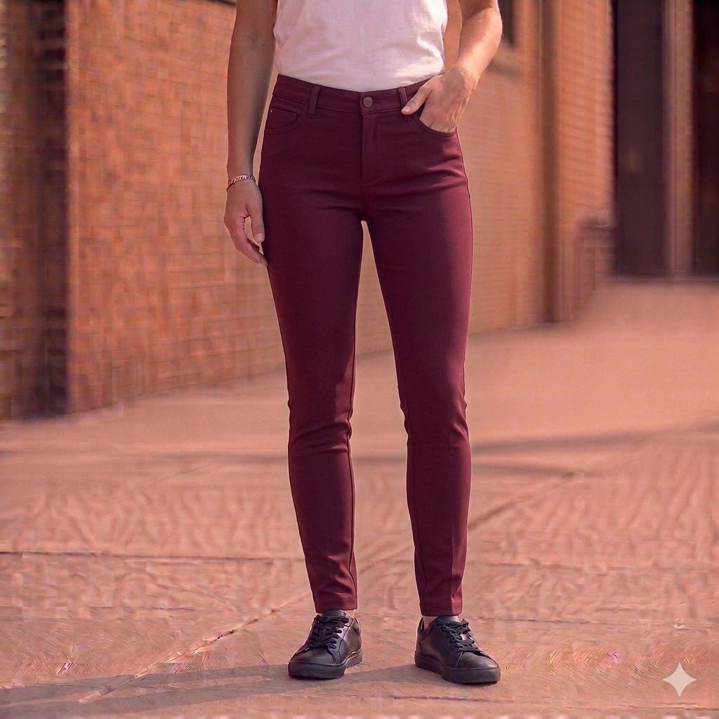tommy hilfiger greenwich womens burgundy skinny trousers size 8 by Tommy Hilfiger – trousers | RewearableUK