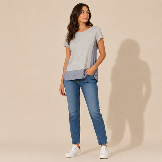 Tommy Hilfiger Grey Blue Cotton Tunic Top – Size M – Top product photo 1 | RewearableUK