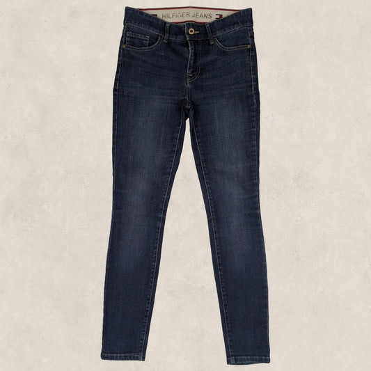 tommy hilfiger jeans womens dark blue wash skinny fit denim pants size us 2 by Tommy Hilfiger – | RewearableUK