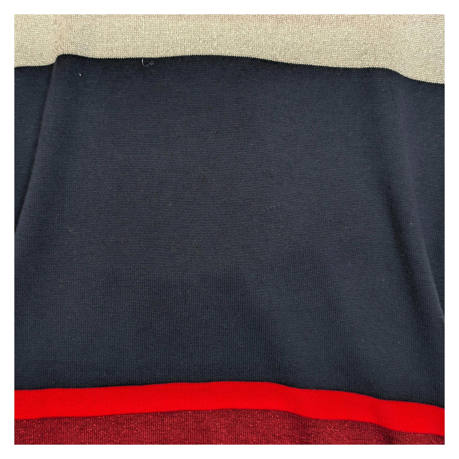 Tommy Hilfiger Jumper Size XXS Red Navy Stripe Metallic V - Neck Cotton Sweater by Tommy Hilfiger – | RewearableUK