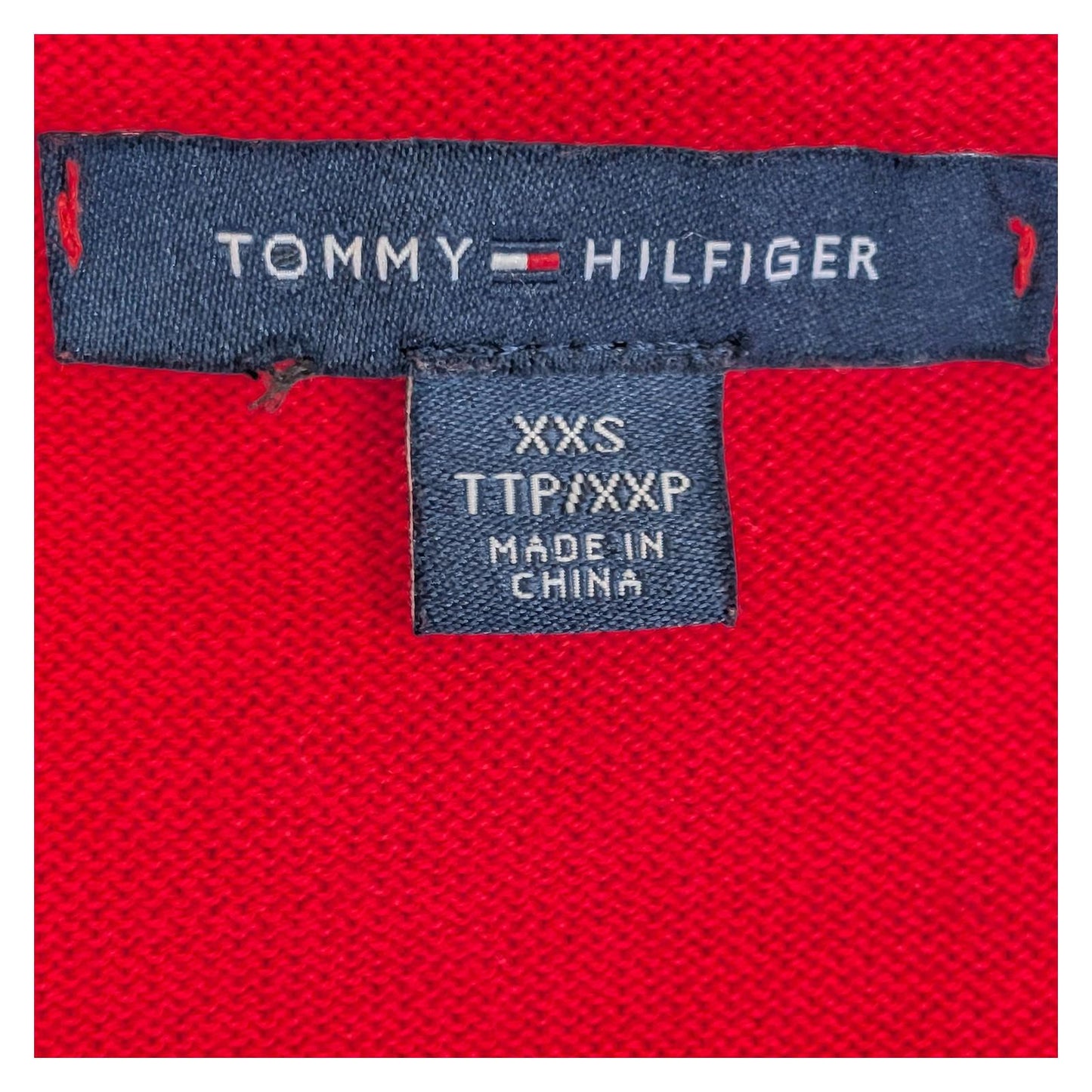 Tommy Hilfiger Jumper Size XXS Red Navy Stripe Metallic V - Neck Cotton Sweater by Tommy Hilfiger – | RewearableUK