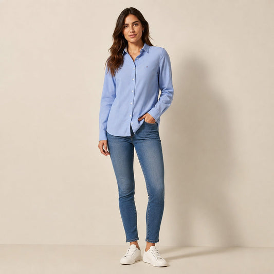 Tommy Hilfiger Light Blue Fitted Cotton Shirt – UK 8 – Shirt product photo 1 | RewearableUK