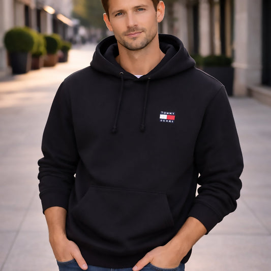 Tommy Hilfiger Logo Hoodie Black | Men's Small by Tommy Hilfiger – Sweater & Hoodie | RewearableUK
