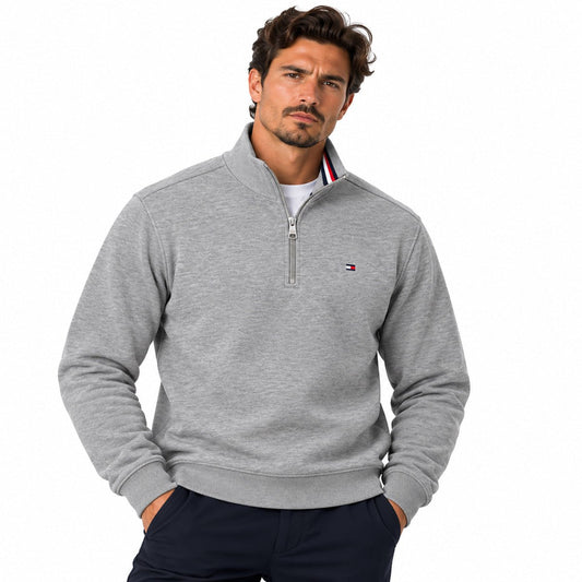Tommy Hilfiger Men's Jumper L Gray Half Zip Cotton Tailored – Jumper product photo 1 | RewearableUK