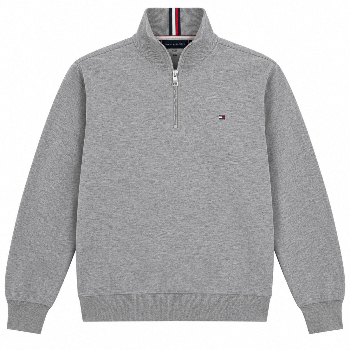 Tommy Hilfiger Men's Jumper L Grey Half Zip Logo Cotton – product photo 1 | RewearableUK