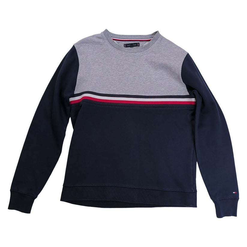 Tommy Hilfiger Mens Navy Grey Colour Block Stripe Crew Neck Sweatshirt Size M – product photo 8 | RewearableUK