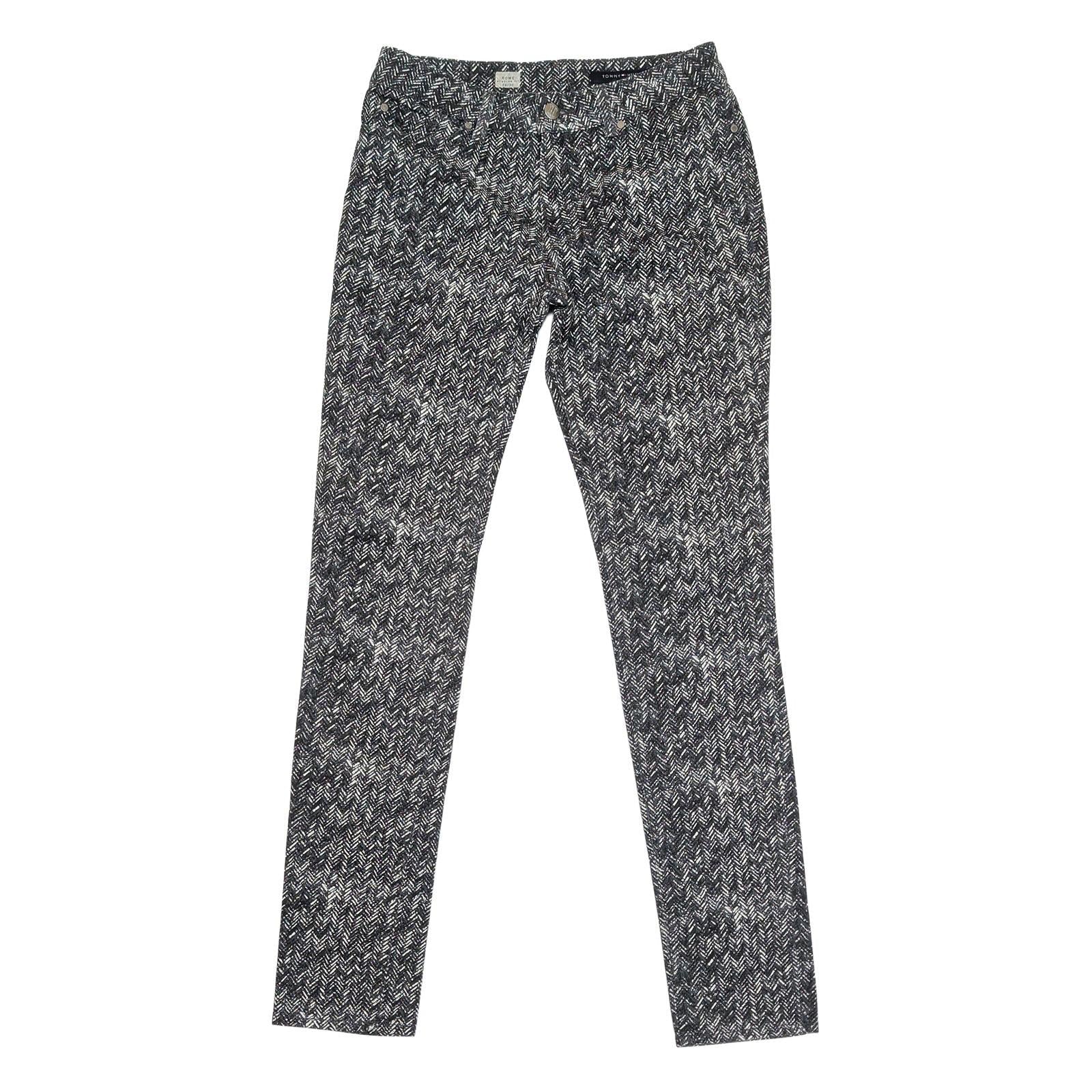 Tommy Hilfiger Mens Rome 28/30 Black White Herringbone Regular Fit Trousers by Tommy Hilfiger – | RewearableUK