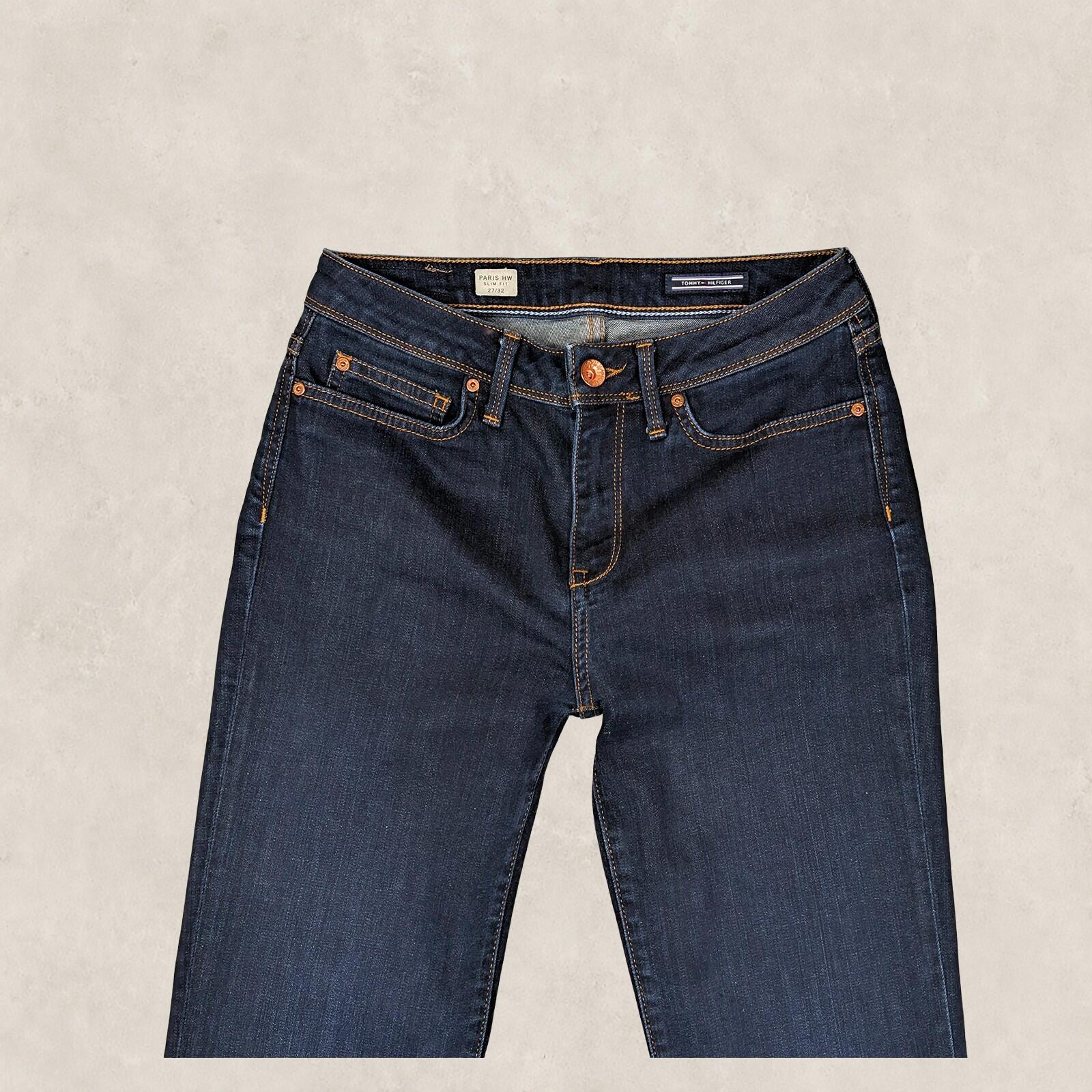 tommy hilfiger paris high waist slim fit womens jeans dark blue size w27 l32 by Tommy Hilfiger – | RewearableUK